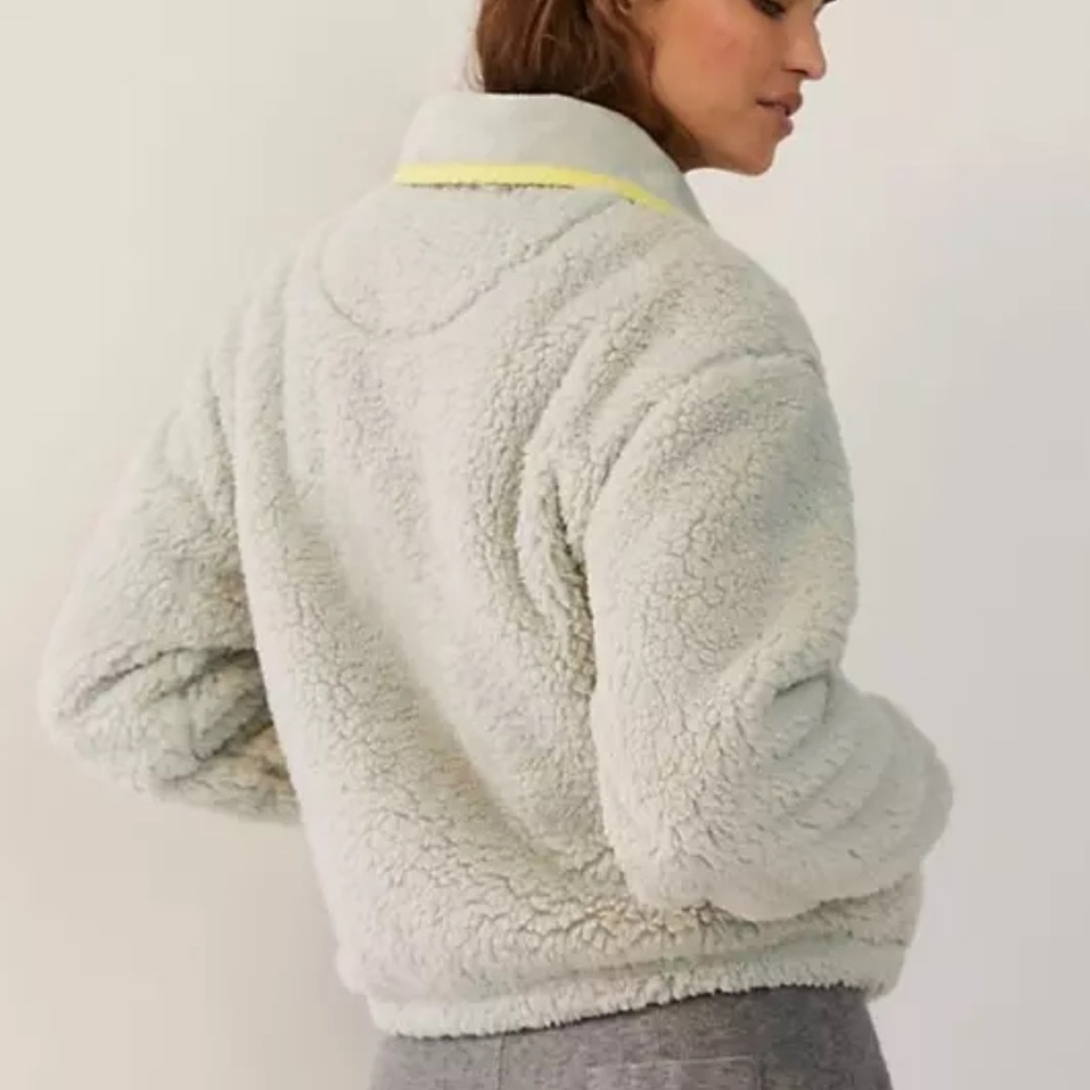 Anthropologie Half Zip Fleece Pullover Teddy Sherpa Women’s SZ Small Gray Cozy - Picture 2 of 11